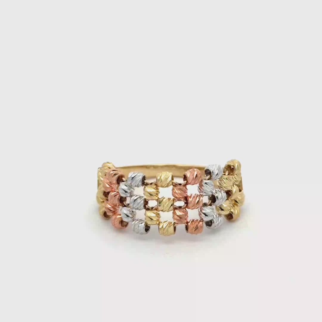 Multi Color Beaded Gold Ring