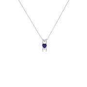 Amethyst Mom Pendant - Necklace with Amethyst Heart in Silver - jewelerize.com