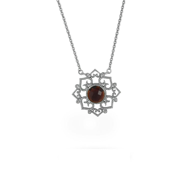 Garnet and Diamond Accent Necklace in Sterling Silver - jewelerize.com