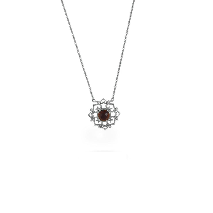 Garnet and Diamond Accent Necklace in Sterling Silver - jewelerize.com