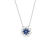 Created Sapphire and Diamond Accent Necklace in Silver - jewelerize.com