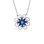 Created Sapphire and Diamond Accent Necklace in Silver - jewelerize.com