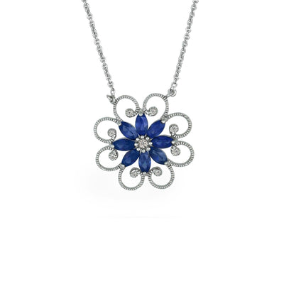 Created Sapphire and Diamond Accent Necklace in Silver - jewelerize.com