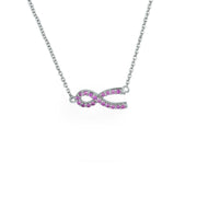 Created Pink Sapphire Necklace in Sterling Silver - jewelerize.com