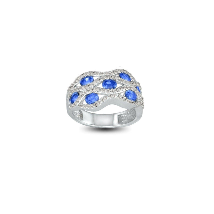 Created Blue and White Sapphire Fashion Ring in Sterling Silver - jewelerize.com