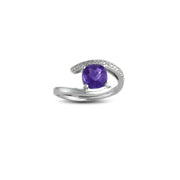 Amethyst and Diamond Accent Ring in Sterling Silver - jewelerize.com