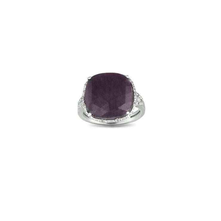 GENUINE Ruby and Diamond Accent Sterling Silver Ring - jewelerize.com