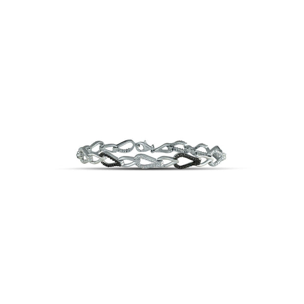 Sterling Silver Diamond Accent Bracelet with Black Rhodium - jewelerize.com