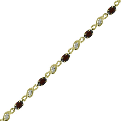 Garnet and Diamond Fashion Bracelet in 10K Yellow Gold - jewelerize.com