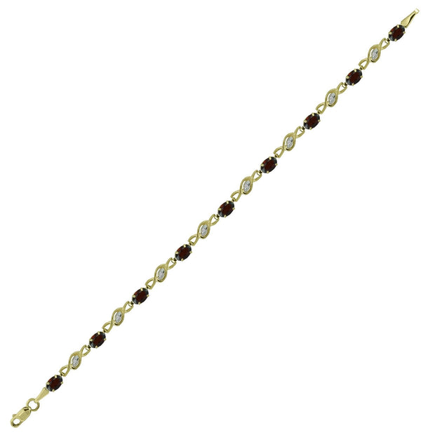 Garnet and Diamond Fashion Bracelet in 10K Yellow Gold - jewelerize.com