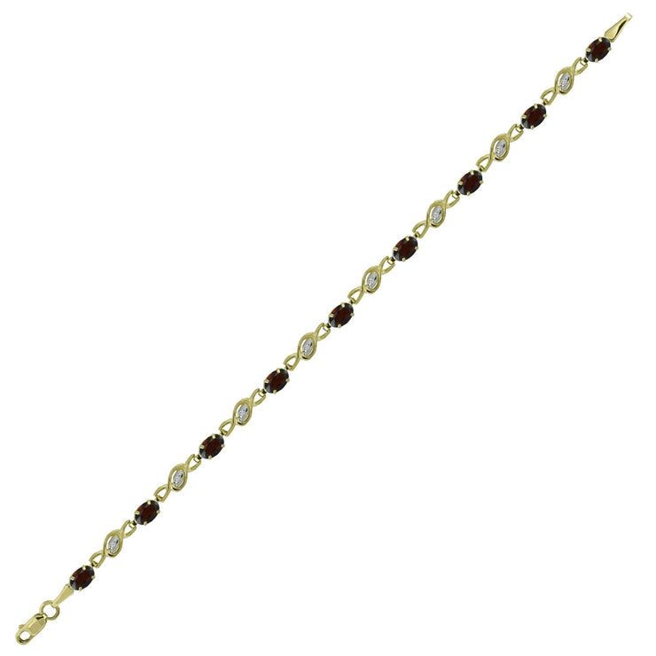 Garnet and Diamond Fashion Bracelet in 10K Yellow Gold - jewelerize.com