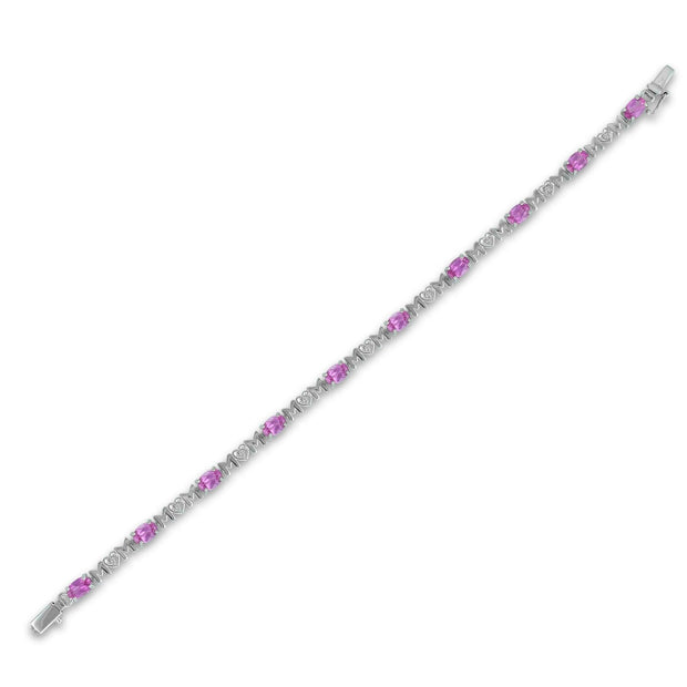 Created Pink Sapphire 'Mom' Bracelet in Silver - jewelerize.com