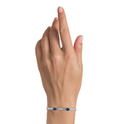 Created Blue Sapphire 'Mom' Bracelet in Silver - jewelerize.com