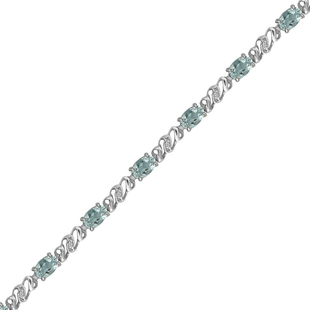 Aquamarine and Diamond Fashion Bracelet in 10K White Gold - jewelerize.com