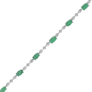 Emerald and Diamond Accent Tennis Bracelet in Silver - jewelerize.com