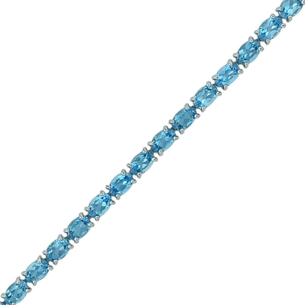 Blue Topaz and Diamond Bracelet with Flower Lock - jewelerize.com