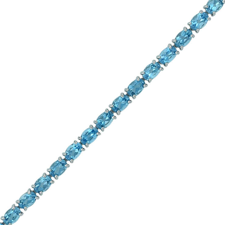 Blue Topaz and Diamond Bracelet with Flower Lock - jewelerize.com