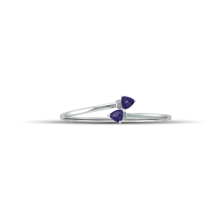 Amethyst Bracelet - Flex Bangle with Amethyst and Diamond in Silver - jewelerize.com