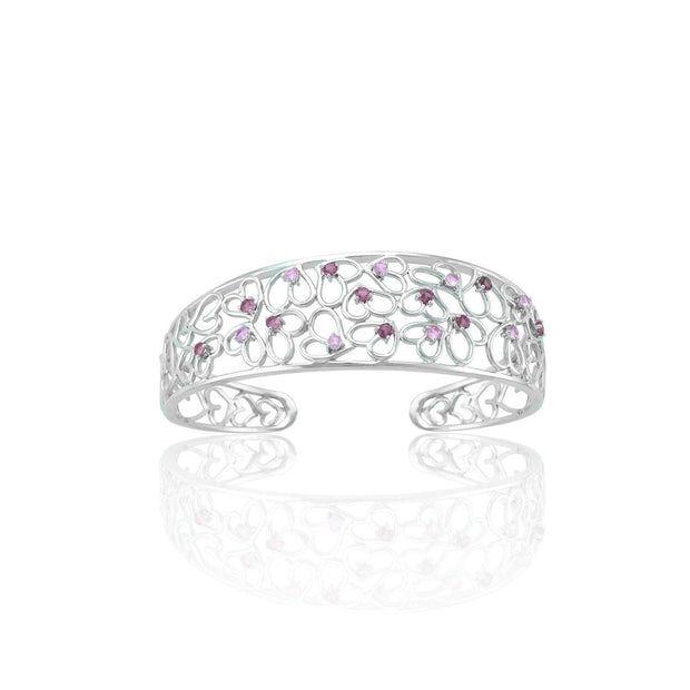 Created Pink Sapphire and Created Ruby Cuff Bangle - jewelerize.com