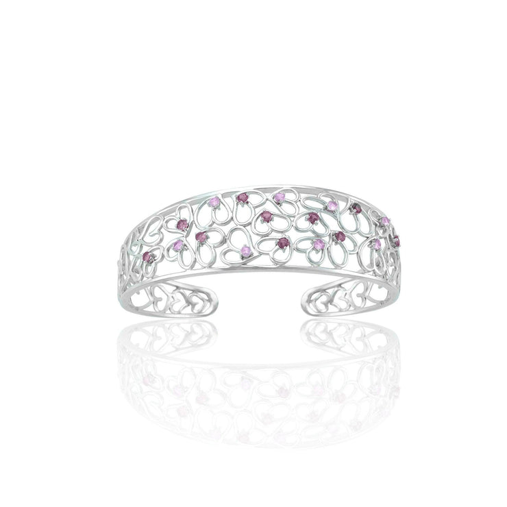 Created Pink Sapphire and Created Ruby Cuff Bangle - jewelerize.com
