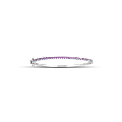 Created Pink Sapphire Fashion Bangle in Sterling Silver - jewelerize.com