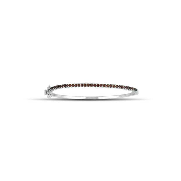 Round Garnet Fashion Bangle in Sterling Silver - jewelerize.com