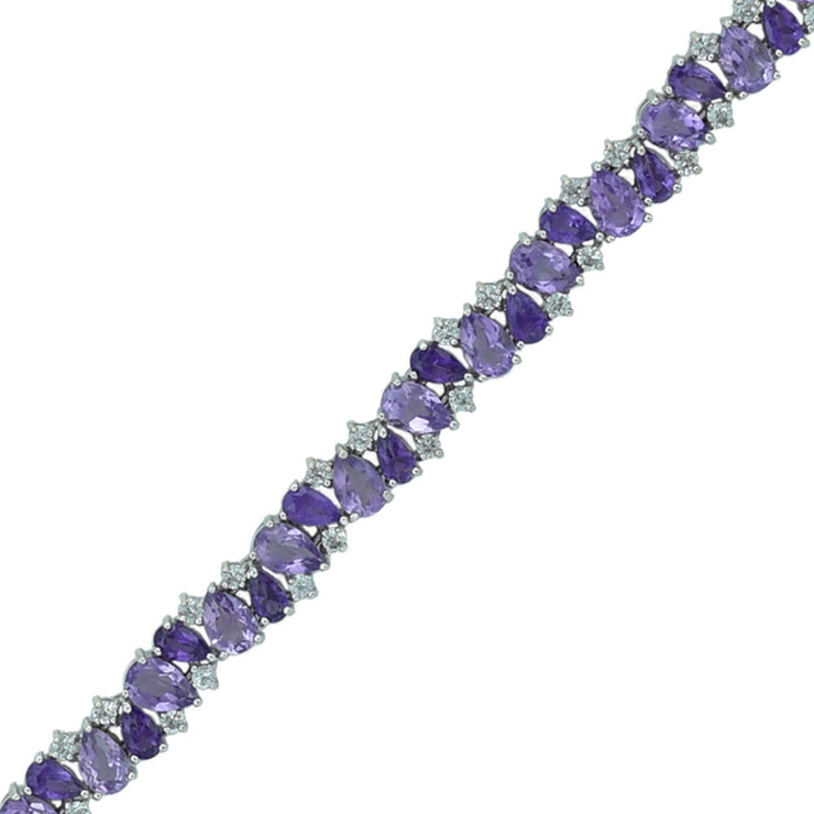 Multi Amethyst Fashion Tennis Bracelet in Silver - jewelerize.com