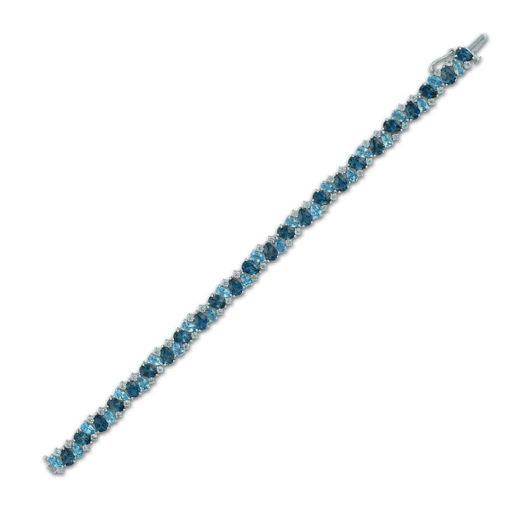 Multi Blue Topaz Fashion Tennis Bracelet in Silver - jewelerize.com