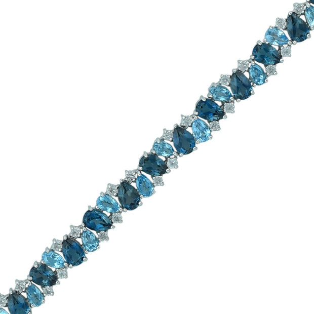Multi Blue Topaz Fashion Tennis Bracelet in Silver - jewelerize.com