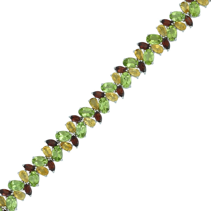 Peridot, Citrine, Garnet Tennis Bracelet in Sterling Silver - jewelerize.com