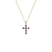 Ruby and Diamond Accent Cross Pendant in 10K Yellow Gold - jewelerize.com