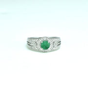 Genuine Emerald and Diamond Accent Fashion Ring in Silver - jewelerize.com