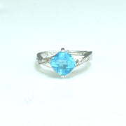Blue Topaz and Diamond Fashion Ring in Sterling Silver - jewelerize.com