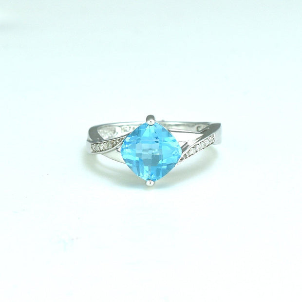 Blue Topaz and Diamond Fashion Ring in Sterling Silver - jewelerize.com