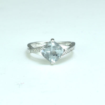 Aquamarine and Diamond Fashion Ring in Sterling Silver - jewelerize.com