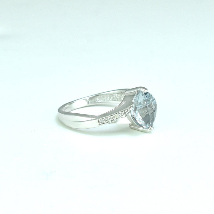 Aquamarine and Diamond Fashion Ring in Sterling Silver - jewelerize.com