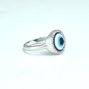 Cubic Zirconia and Enamel Evil Eye Ring in Silver - jewelerize.com