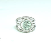 Green Amethyst and Created White Sapphire Silver Ring - jewelerize.com