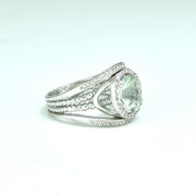 Green Amethyst and Created White Sapphire Silver Ring - jewelerize.com