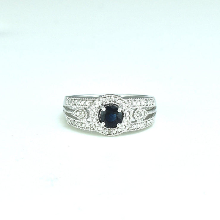 Genuine Sapphire and Diamond Accent Fashion Ring in Silver - jewelerize.com