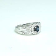 Genuine Sapphire and Diamond Accent Fashion Ring in Silver - jewelerize.com