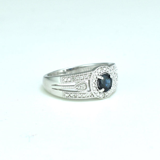 Genuine Sapphire and Diamond Accent Fashion Ring in Silver - jewelerize.com