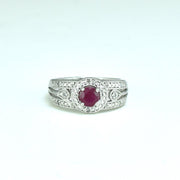 Genuine Ruby and Diamond Accent Fashion Ring in Silver - jewelerize.com