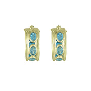 Blue Topaz Huggy Hoop Fashion Earrings in 10K Yellow Gold - jewelerize.com