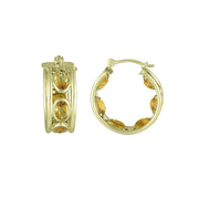 Citrine Huggy Hoop Fashion Earrings in 10K Yellow Gold - jewelerize.com