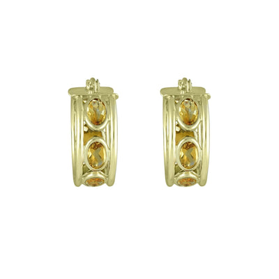 Citrine Huggy Hoop Fashion Earrings in 10K Yellow Gold - jewelerize.com
