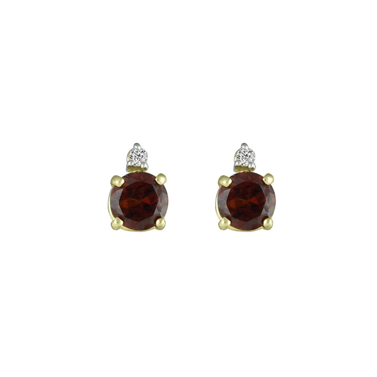 Garnet and Diamond Fashion Stud Earrings in 10K Yellow Gold - jewelerize.com