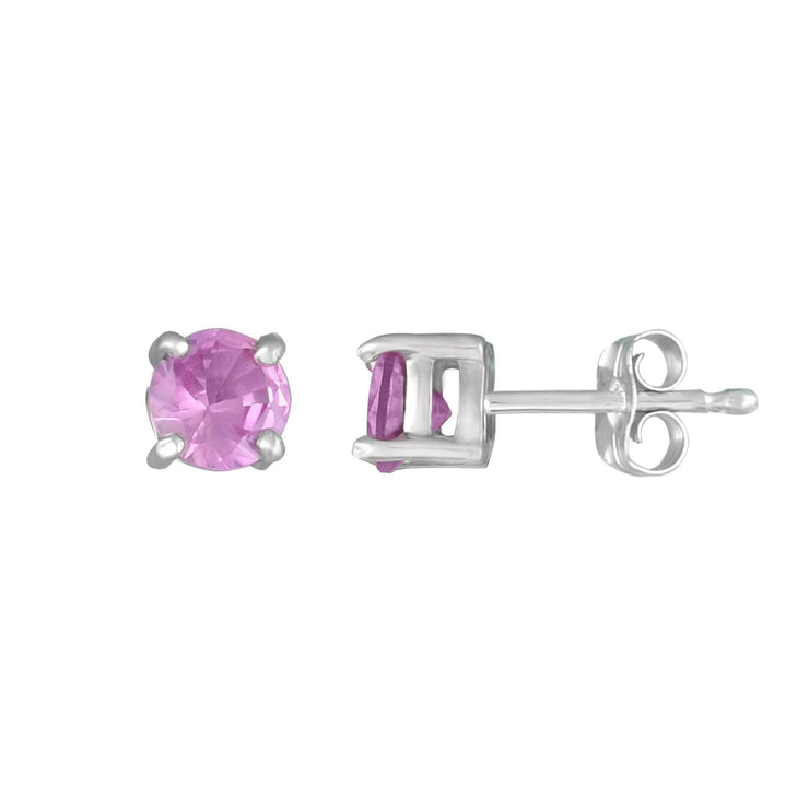 10K White Gold Fashion Studs with Created Pink Sapphire - jewelerize.com