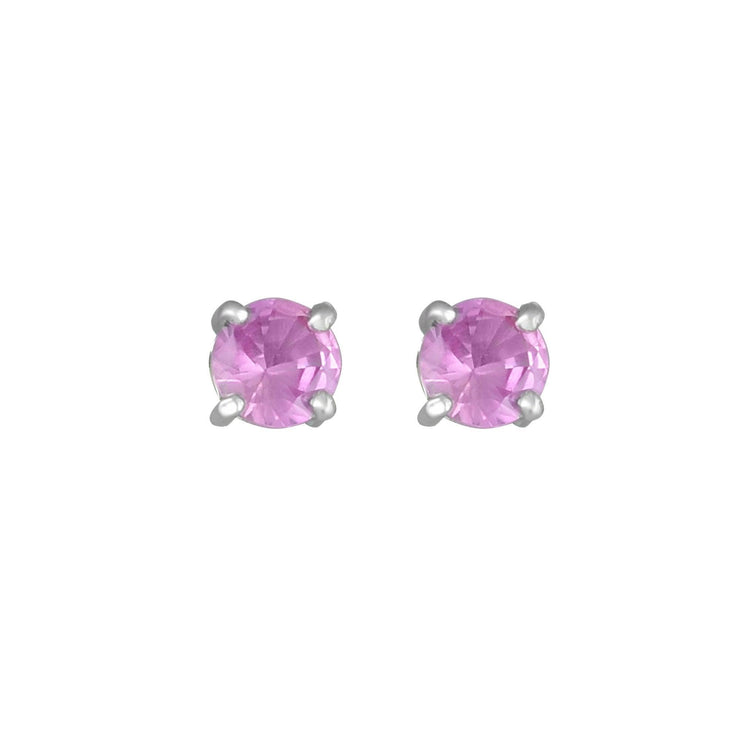 10K White Gold Fashion Studs with Created Pink Sapphire - jewelerize.com
