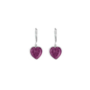 Created Pink Sapphire Heart Earrings in Sterling Silver - jewelerize.com